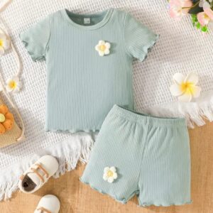 conjunto verde flor 6/9m