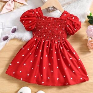Vestido rojo corazones blancos 9/12m
