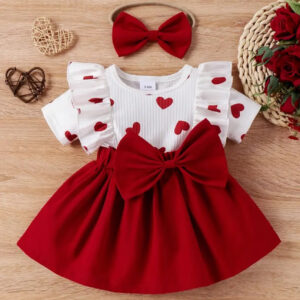 Vestido manga corta bogoña corazón 9/12m