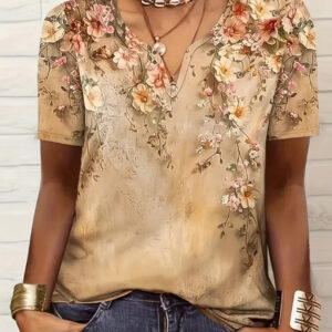 Blusa café flores XXL