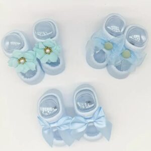 Calceta zapato azul 0/6m