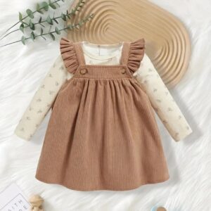 Vestido beish/café pana 6/9m