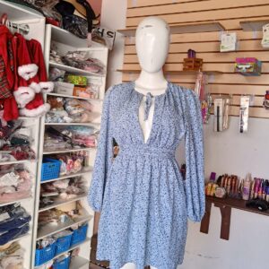 Vestido azul florecitas S