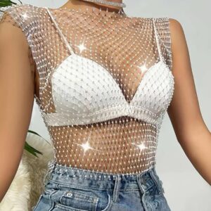 Blusa red brillos plateada