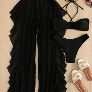 Traje de baño negro 3 piezas XL