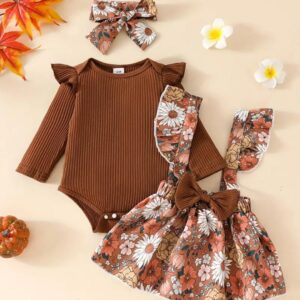 Vestido cafe flores 6/12m