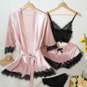Conjunto pijama satin rosa M