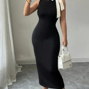 Vestido negro L con moño