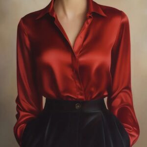 Blusa satinada roja XL