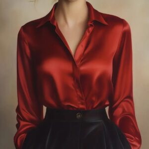 Blusa satinada roja M