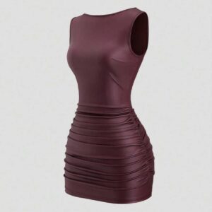 Vestido vinipiel burdeos M