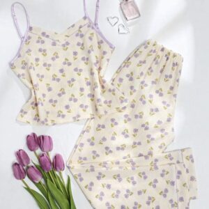 Pijama morada tulipanes S