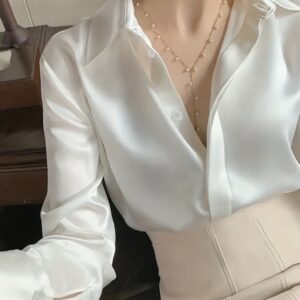 Blusa satin blanco S